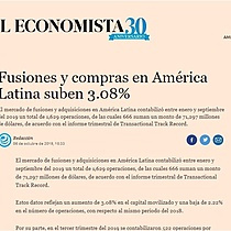 Fusiones y compras en Amrica Latina suben 3.08%